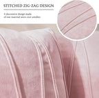 Khooti Velvet Striped Cushion Cover Pack of 1-32X32/81X81 Cm | Baby Pink | Soft Pillow Covers Cushion Case for Sofa Bedroom Living Room Chair Car, Cushion Cover with Zig Zag Pattern