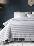 SASHAA WORLD Striped Throw - Super Soft & Breathable | Bed Cover for Living Room & Bedroom | Blue & White Throw | 170 x 200 Cm Kafalo