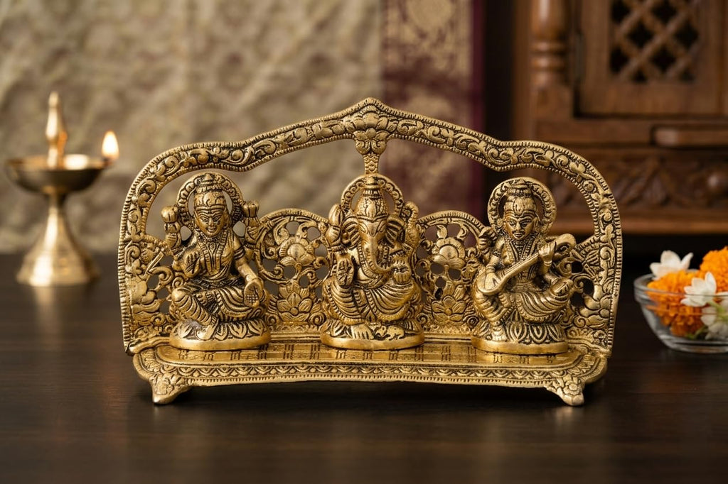 KridayKraft Laxmi Ganesh Saraswati Murti,Laxmi Ganesh Murti,Showpiece Figurines,Laxmi Ganesh Saraswati Statue for Pooja & Religious Idol Gift Article,Corporate Gift..