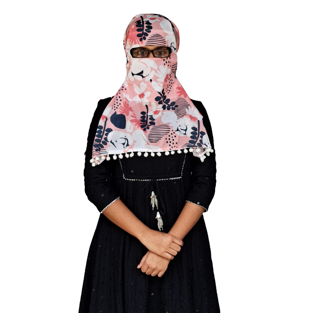 Tolexo Rayon cotton scarf free size with Hook and Lopp Tape closer-printed-free size (Peach)