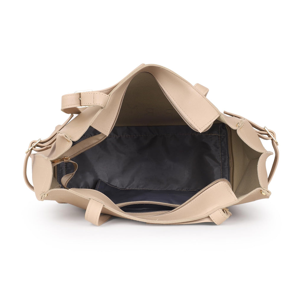 Carrylux Women's Soft PU Tote Bag | Large Single Compartment Shoulder Handbag with Adjustable Strap | Office, College & Casual (Beige)