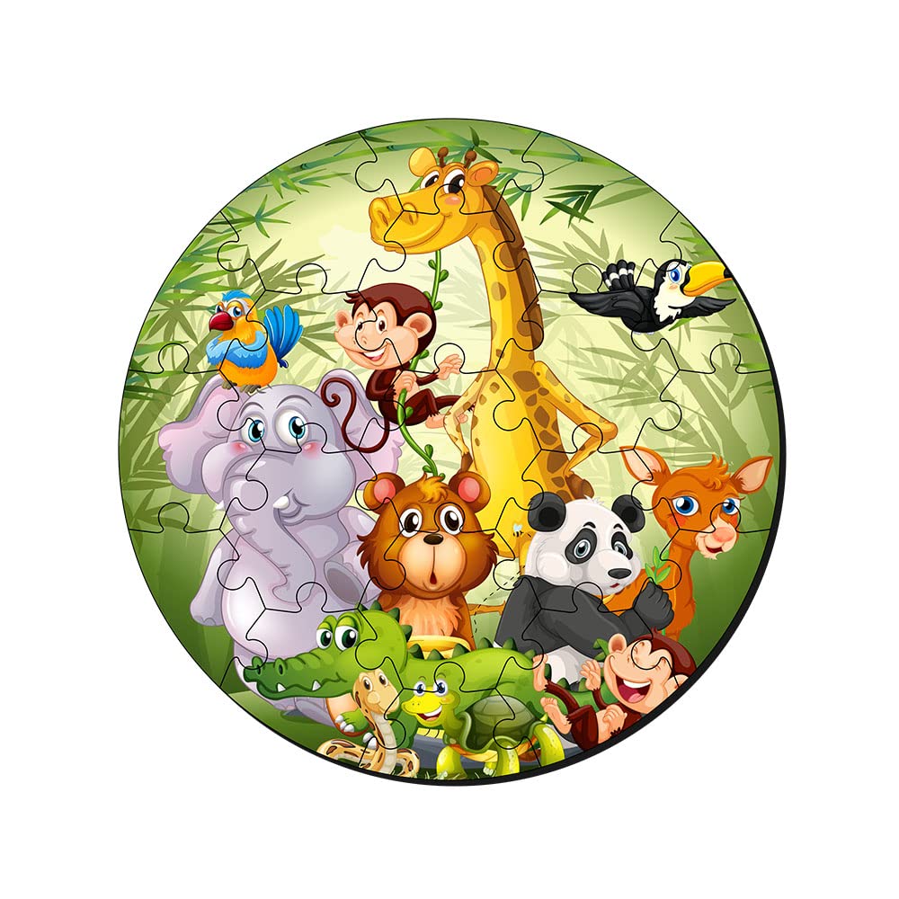 Artvibes Wooden Premium Wild Funny Animal Puzzles for Kids | Jigsaw Puzzles for Kids Age 2 and 3 | 19 Piece Puzzles | Toddlers Wooden Puzzle | Fun Learning Brain Booster for Little Champions (PZ_708N)