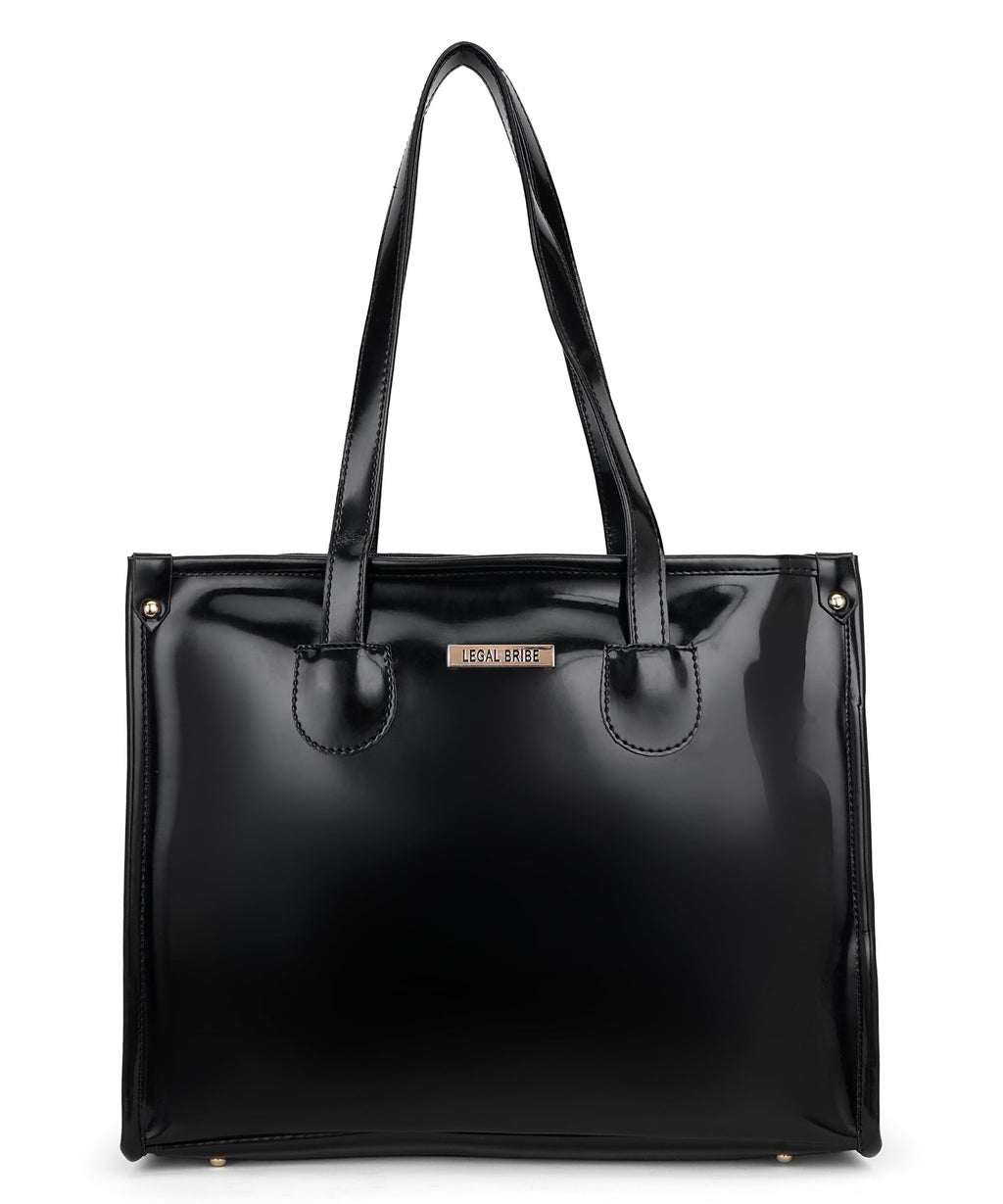 LEGAL BRIBE Textured Tote bag (Glossy Black)