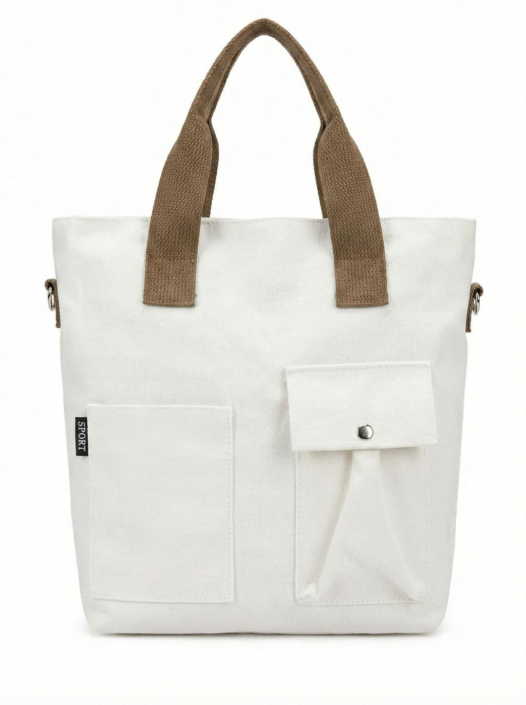 BROGBUS Canvas Tote Bag for Women Office Use, College Girls with Compartment, Cream