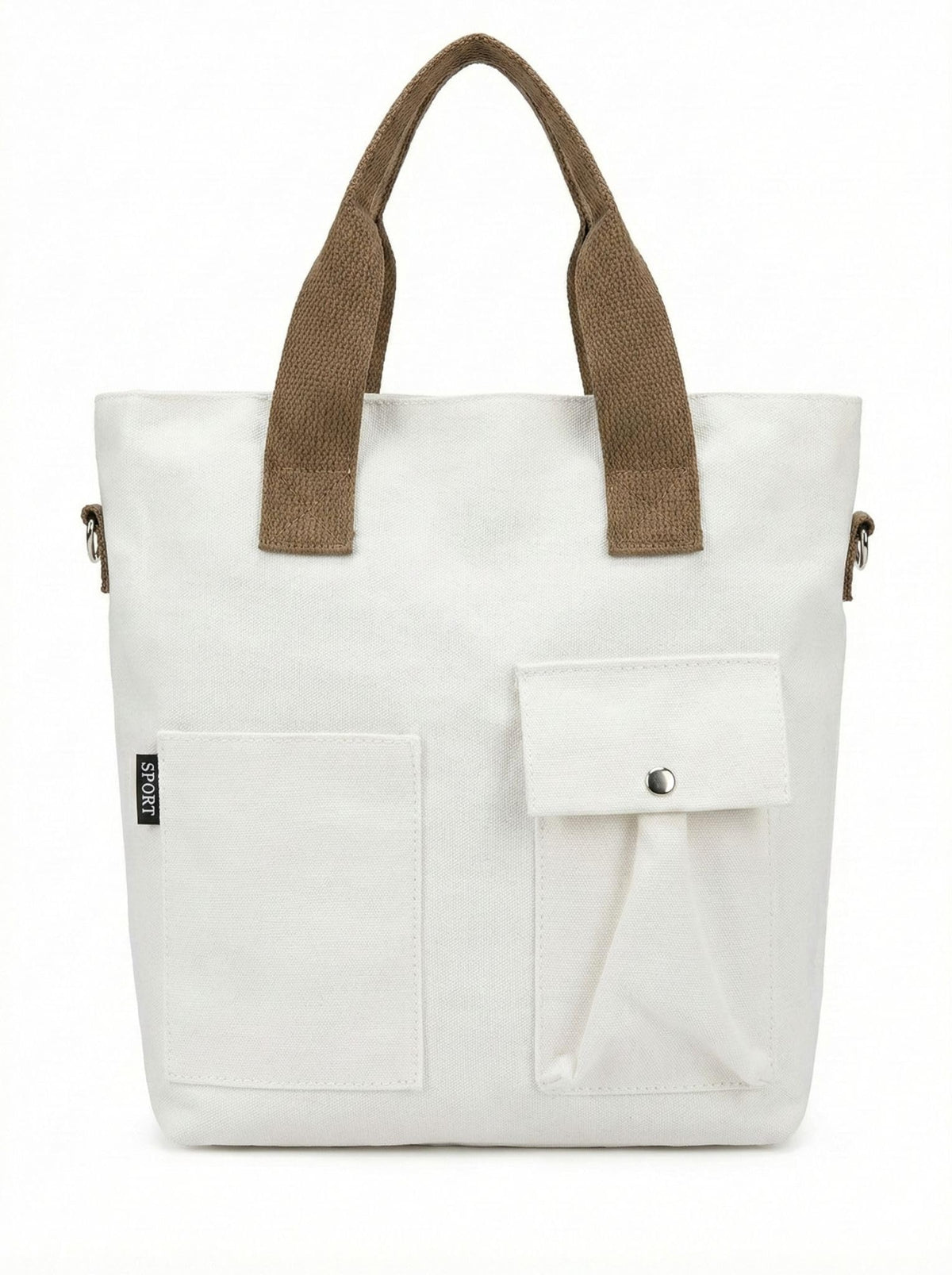 BROGBUS Canvas Tote Bag for Women Office Use, College Girls with Compartment, Cream