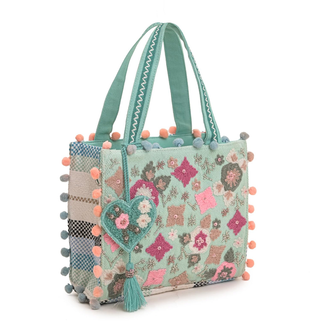 Boho Girl Mini Tote Bag for Women Whimsical Jacquard Handbag with Adjustable Strap Stylish and Elegant Ladies Crossbody Shoulder Purse, Sling Bag Perfect Birthday, Anniversary and Wedding Gift