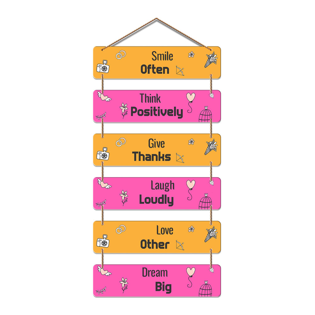Artvibes Smile Often Think Positive Wooden Wall Hanger for Home Decor | Quotes Decor Item | Wall Accent Art Piece | Office Decor | Wall Art Print | Inspirational Quotes | Gift Items (WH_3240N)