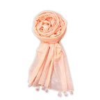 FAHABO Scarf Woman Checkered Cotton with Sequence Work with Tassels | Hijab Scarf | Headscarf | Neck Scarf | Stoles | Wraps (Peach)