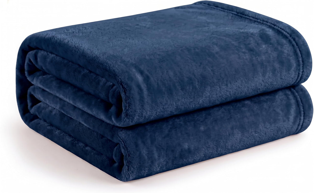 Cotton Bolls Textiles Cozy Plush AC Blanket for Double Bed, Lightweight All Season Blanket, Ultra Soft Blanket for AC Room, Mild Winter, Can Be Used as Bedsheet in Winter, 90x90 Inches, Navy Blue Kafalo