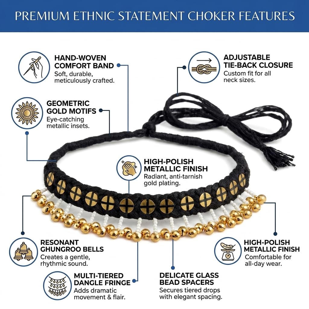 Handmade Thread Choker Necklace for Women & Girls