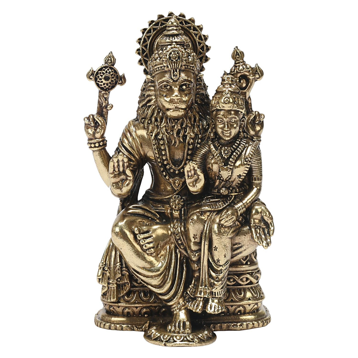 SVARUP Brass Lakshmi Narasimha Statue Narsingh Bhagwan Murti for Home Temple Office Mandir, Pooja Showpiece Height 3 Inch