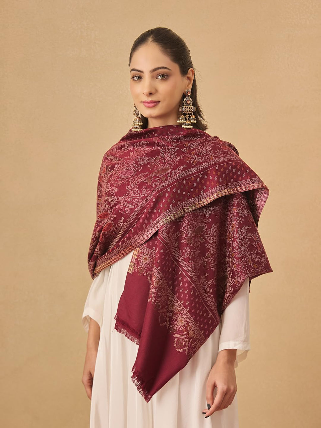 Pashmoda Women Paisley Harmony Kaani Wool Blend Stole (Size : 28x80in, 71X203cm) AVST10