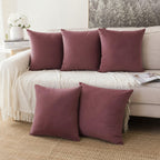 Khooti Velvet Cushion Cover, 20 x 20 Inches | Jam | Pack of 5 | Solid Plain Soft & Smooth, Decorative Cushion Covers for Living Room, Bedroom, Couches, Chairs, Sofas, Beds & Home Decor