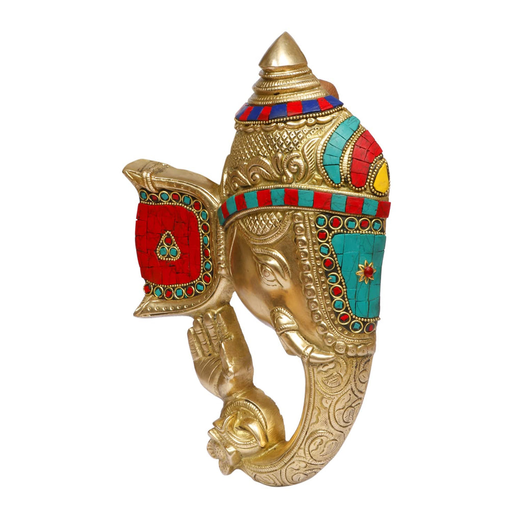 ARTVARKO Brass Ganesh Bhagwan Wall Hanging Idol Ganesha Statue Ganpati Murti for Home Entrance Décor Diwali Gift Ganesha with Large Ear Height 11 Inch.