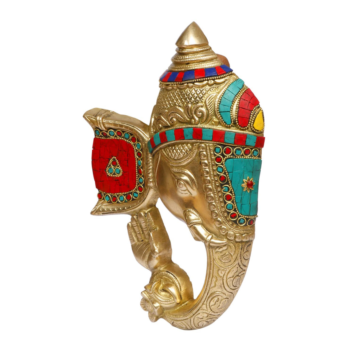 ARTVARKO Brass Ganesh Bhagwan Wall Hanging Idol Ganesha Statue Ganpati Murti for Home Entrance Décor Diwali Gift Ganesha with Large Ear Height 11 Inch.