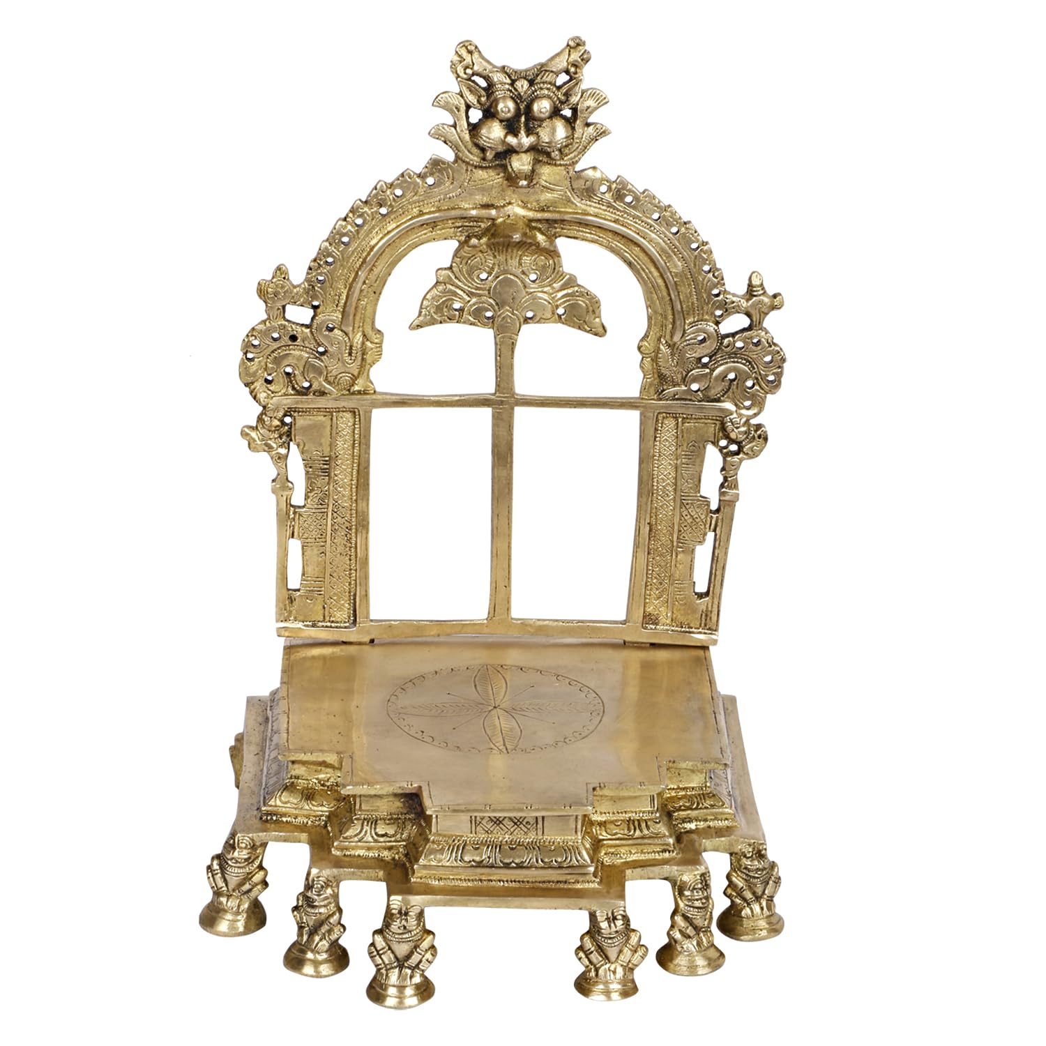 ARTVARKO Brass Kirtimukha Throne Pooja Singhasan Chowki Prabhavali for Idol Seat Prabhawal Peedam Idol God Stand Pooja for Idols 12 Inch