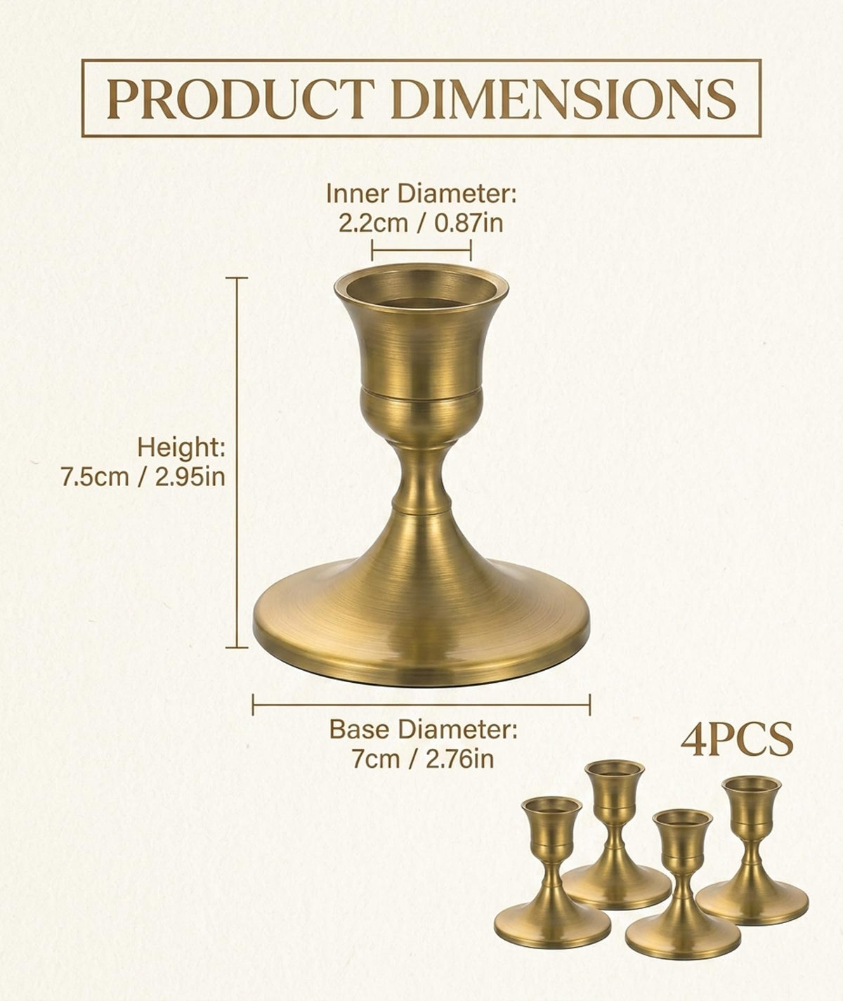 4 PCS Candle Holder Stand, Candle Stand for Home Decor, Candle Stand for Dining Table, Alloy Material, Vintage Style