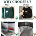 PALAY Corduroy Tote Bag for College Girls, Large Handbag