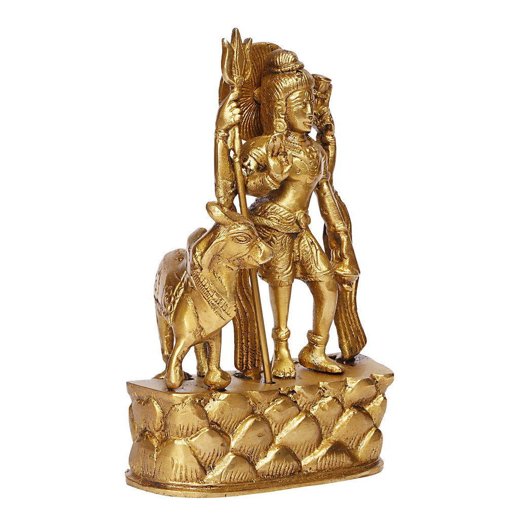 ARTVARKO Brass Shiva Idol Standing with Nandi Idol God Shiv Shankar Bholenath Deity Figurine for Happiness Blessings at Home Office Temple 6 Inch