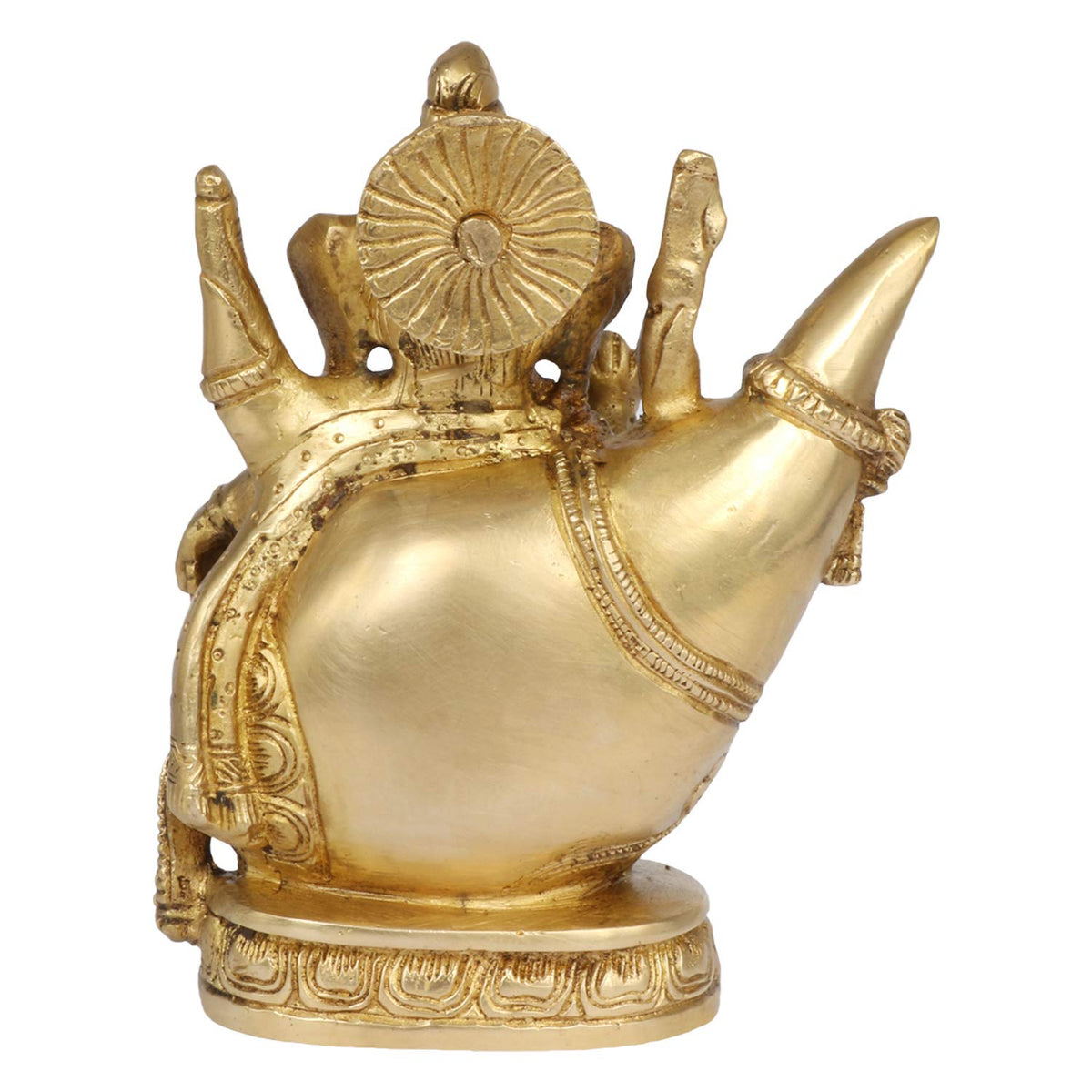 Artvarko Brass Lord Ganesha Sitting on Conch Idol Murti for Temple Home Decor Entrance Statue Gift Height 7 Inch