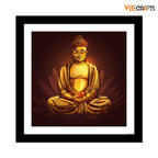 VIBECRAFTS Premium Wall Frame Painting of Lord Buddha Doing Meditation Digital Reprint Posters with Synthetic Wooden Frame Home, Office Decorative Gift Item(12 inch x 12 inch)(PFVC1Pcs4_701)
