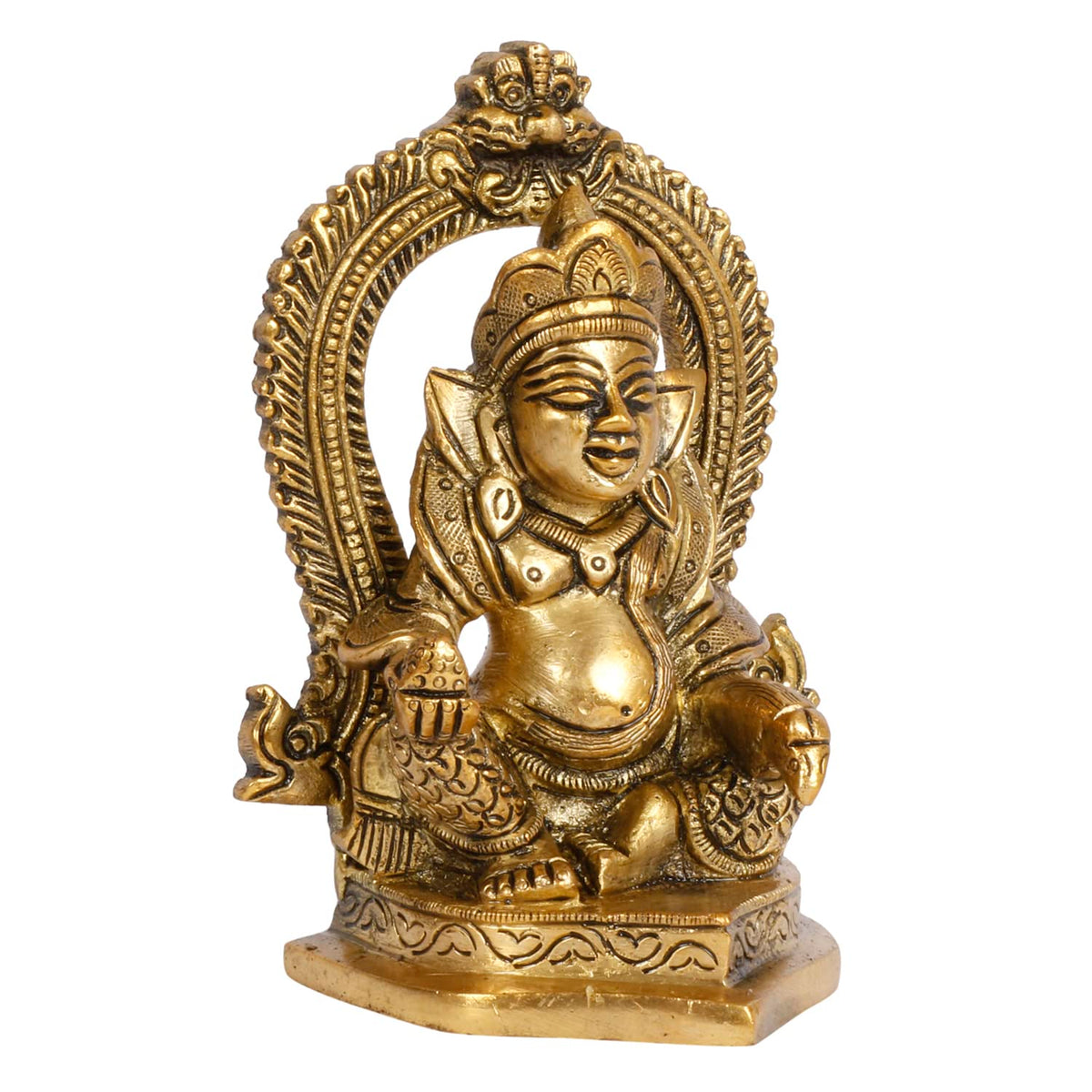 ARTVARKO Brass Lord of Treasure Wealth Maharaj Kuber Laxmi Murti Statue for Maha Dosh Nivaran Prosperity Home Décor 4.5 Inch