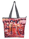 WOTM On The Move Tote | Premium Printed Cotton Canvas Tote Bag with Zipper & Inside Pocket, Stylish Everyday Travel Bag for Work, College, Office, Travel, Shopping (Japan)