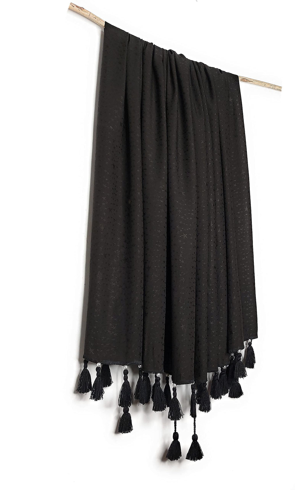 Chandwasia Viscose Fabric Scarf Stole Shawl | For Head Covering Neck Draping Shoulder Wrap Travel Casual Daily Use | Viscose Fabric Soft Texture Lightweight Breathable (Black)
