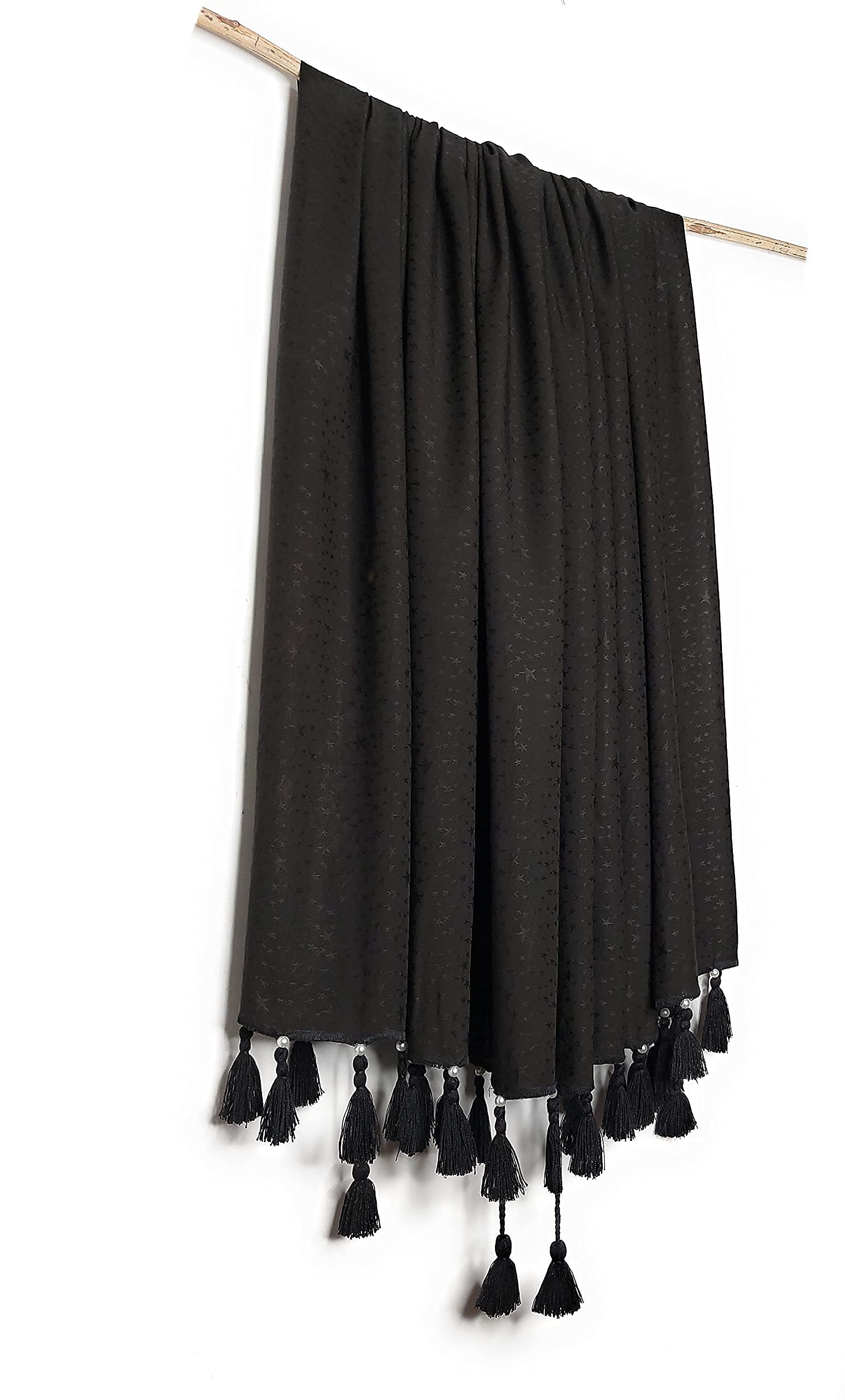 Chandwasia Viscose Fabric Scarf Stole Shawl | For Head Covering Neck Draping Shoulder Wrap Travel Casual Daily Use | Viscose Fabric Soft Texture Lightweight Breathable (Black)