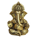 Gold Art India Ganesha Idol | Ganesh Statue for Home Decor | Ganesha murti for Office Desk, & Ganpati Idol for Car Dashboard | Unique Wedding & Birthday Gift (Gold Antique 3.5)
