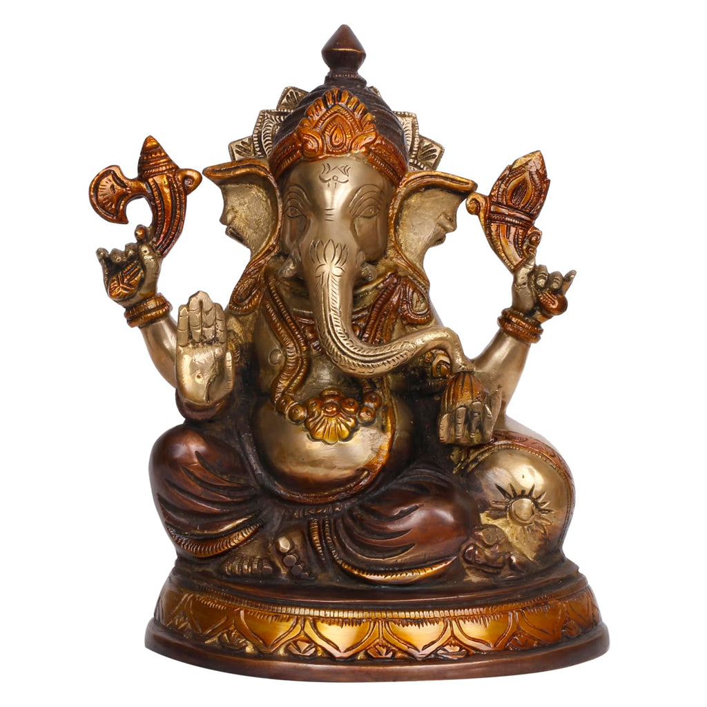 SVARUP Brass Ganesha Idol for Home Decoration Ganpati Statue Murti for Gift Height 9 Iinch.