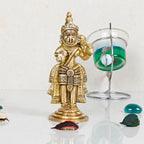 ARTVARKO Brass Bajrangbali Sankat Mochan Standing Hanuman Idol Statue Murti for Home Office Entrance Decor Temple Puja 5.5 Inch