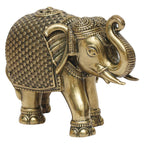 ARTVARKO Brass Superfine Maharaja Elephant Upraised Trunk Vastu Hathi Good Luck Success Prosperity Elephants for Decoration Gift (Size 9x4x6.5 cm)