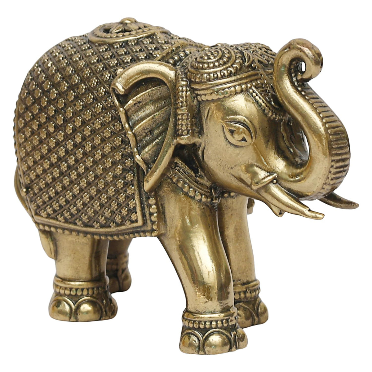 ARTVARKO Brass Superfine Maharaja Elephant Upraised Trunk Vastu Hathi Good Luck Success Prosperity Elephants for Decoration Gift (Size 9x4x6.5 cm)