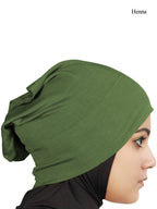 MyBatua Women's 2-Piece Al-Amira Hijab with Under Scarf/Cap/Bonnet in Soft Viscose Jersey for Female, Ready to Wear HJ-129 (Henna), Green