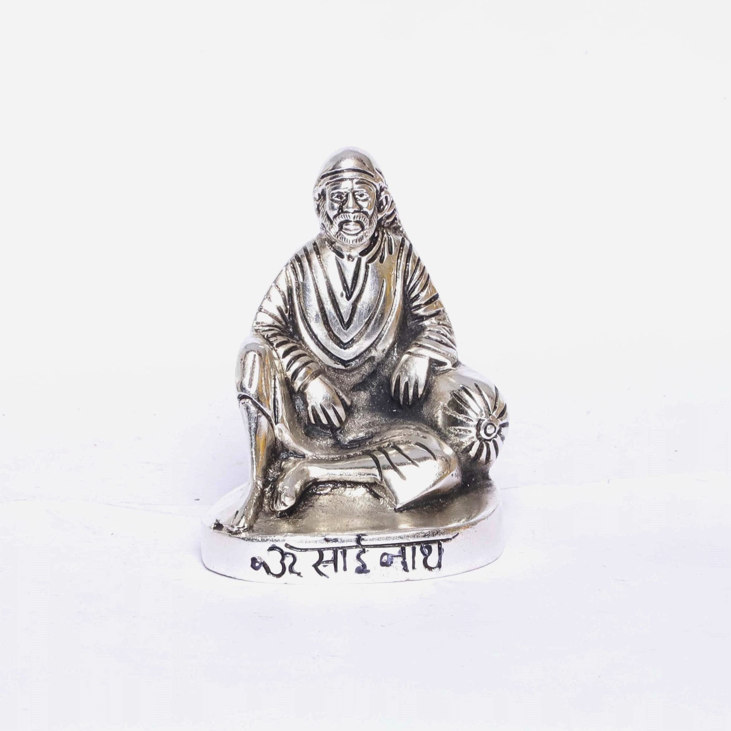 KridayKraft Shirdi Sai Baba Metal Statue,Sai Baba Idol Murti for Car Dashboard & Home,Office Decorative Showpiece Figurines,Religious Idol Gift Article...
