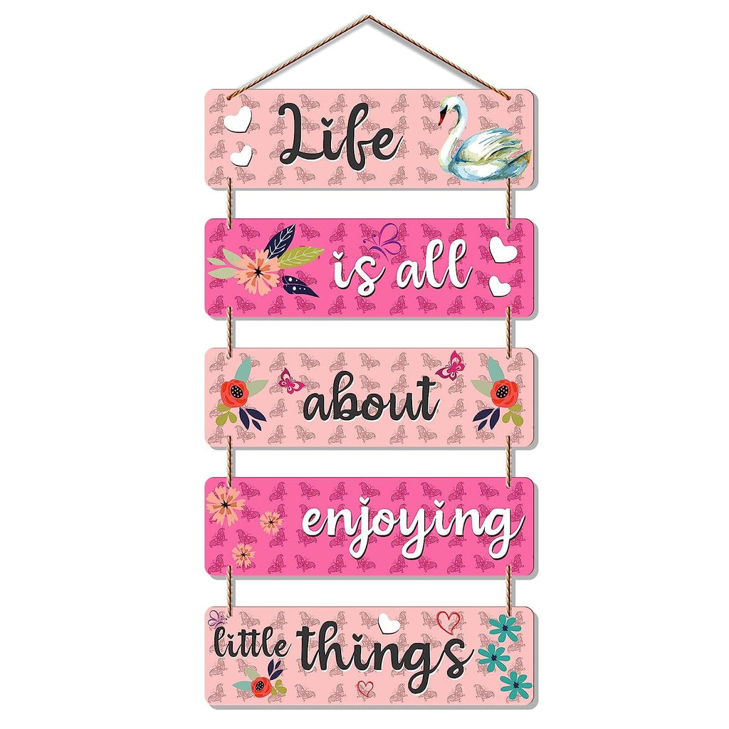Artvibes Life Is All About Enjoying Things Printed Wooden Wall Hanging | Quotes Decor Item | Wall Poster | Office Decor | Wall Art Print | Inspirational Quotes | Unique Gift Items (WH_6210N)