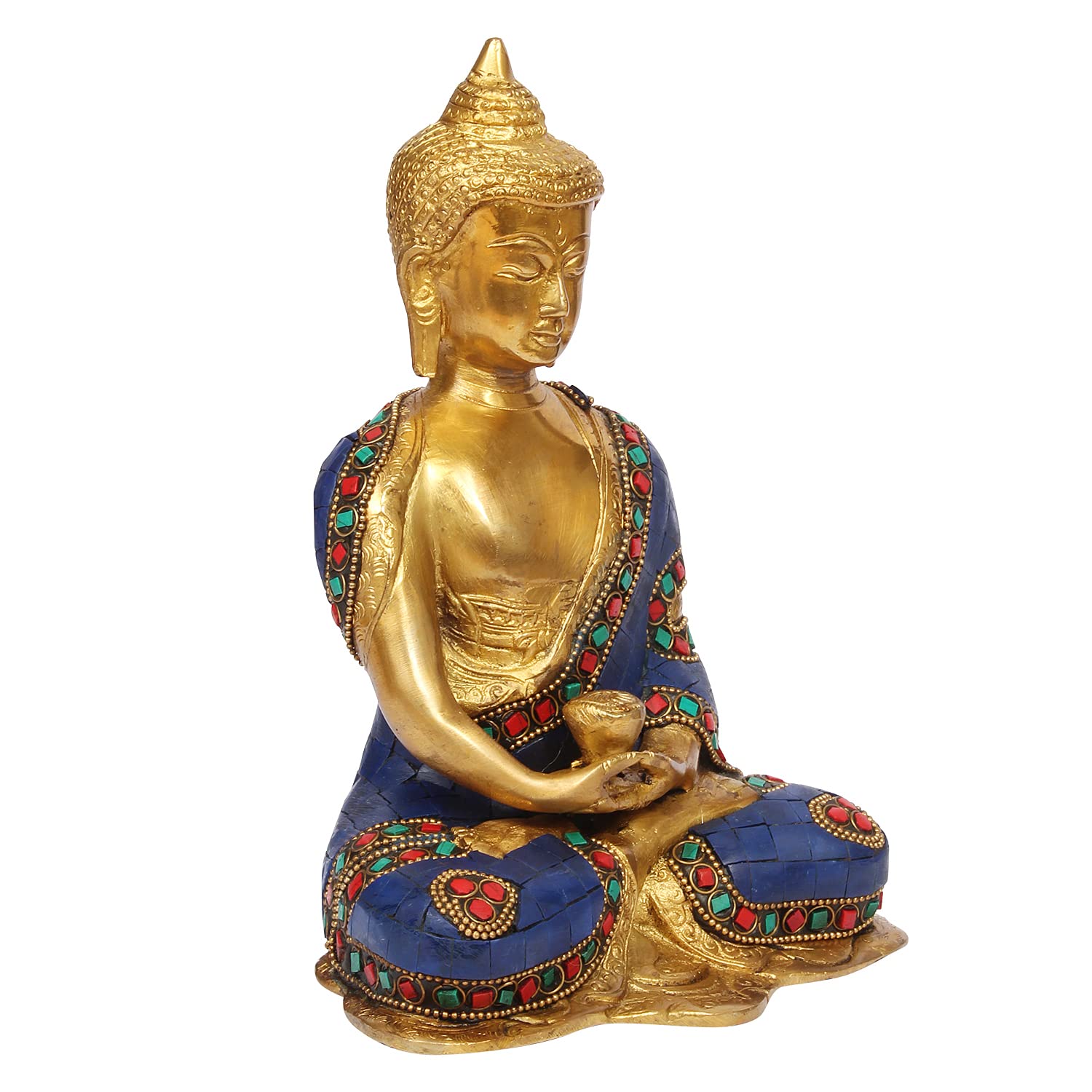 ARTVARKO Multicolor Brass Buddha Meditation/Dhyan Mudra Statue Sculpture Idol for Home Decor Vastu Feng Shui Religious Gift Good Luck Idol Table Showpiece Yoga Size 8 Inch.