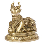 SVARUP Brass Nandi Shiv Ji Parvati Vehicle Bull Statue Idol Shiva Devotee Puja and Decor 3.5 Inch