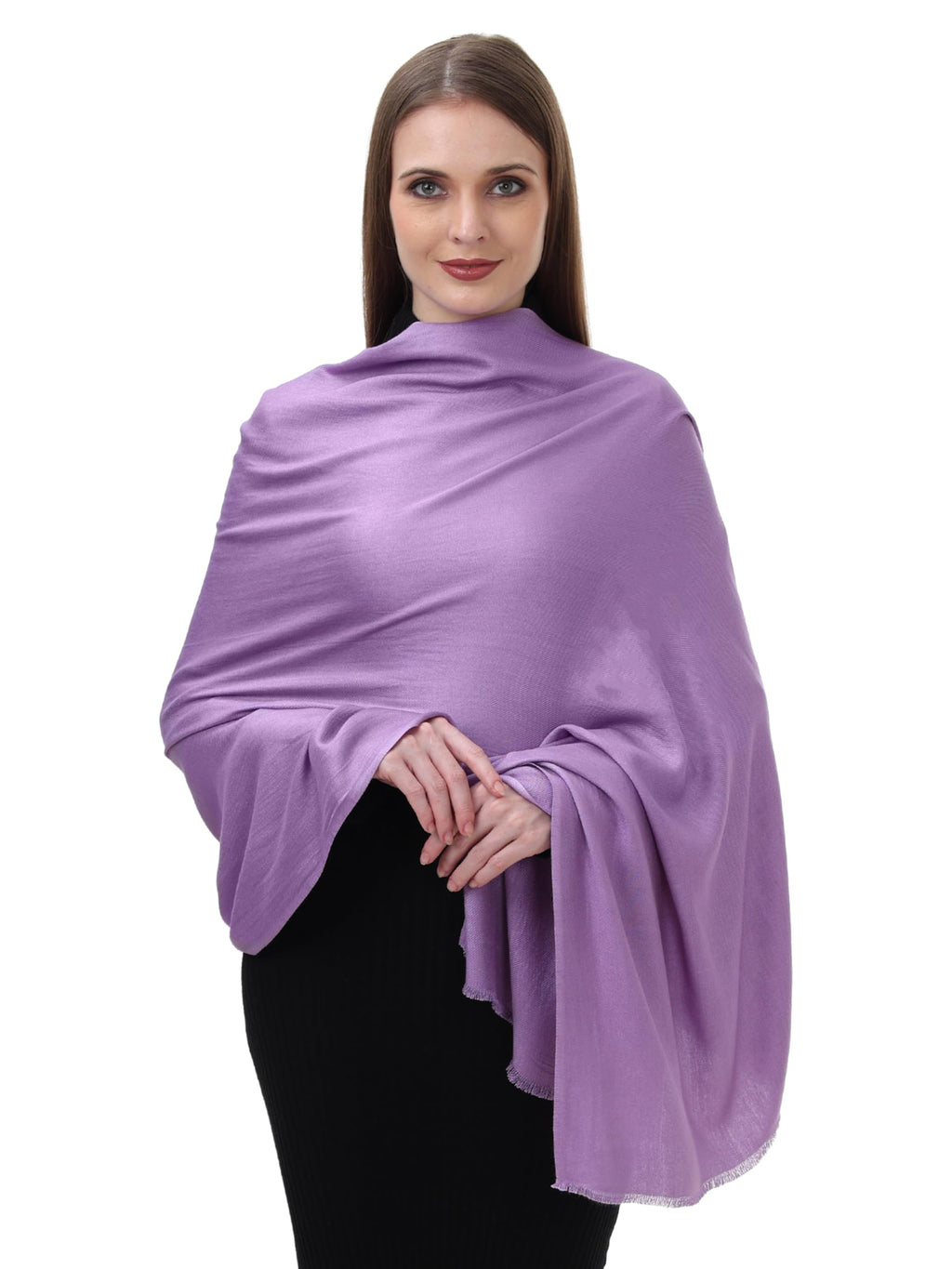 EH Pashmina Female Scarf For Women, Twill Weave, Thick, Solid Color Wraps, All Weather, Large, Warm, Very Soft Pashmina Feel Scarves (PURPLE)