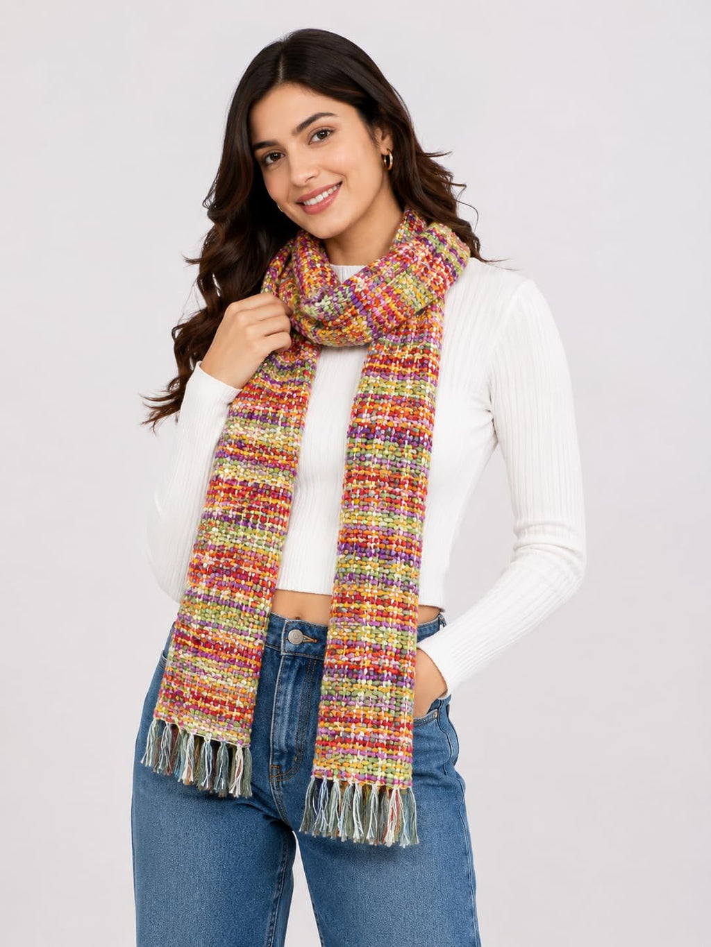 HAUTEMODA Women Woolen Multicolour Muffler/Stole/Scarf (Multicolor11)