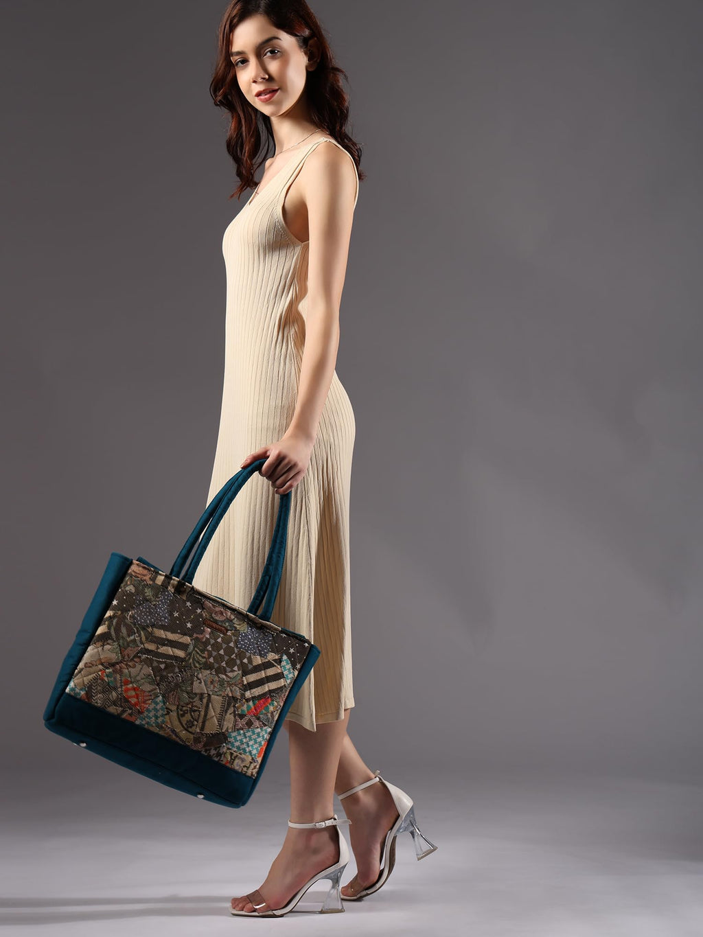 ENSAC Premium Cotton Tote Bag for Women, Stylish Handbag for women with Zip Closure | Fit for Office Bag, College, Travel Use | Handcrafted in India