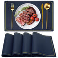 Maharsh Pu Leather Dining Table Mat Waterproof Heat Insulation Placements (Blue, 2) Kafalo