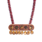 AAKRITI ART CREATIONS Heritage Drift Handcrafted Ethnic Necklace for Women | Hand-Painted Pendant with Beads | Boho Pendant Necklace for Women | Handmade Jewellery Gift