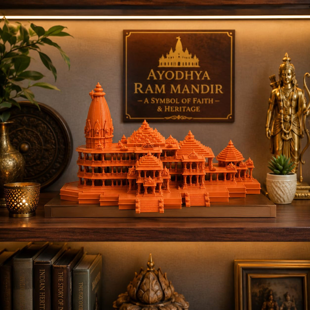 Abhimoments Ayodhya Ram Mandir 3D Printed Replica Model | Detailed Temple Miniature Statue | Premium PLA Architectural Collectible | Home Décor, Desk Display & Spiritual Gift