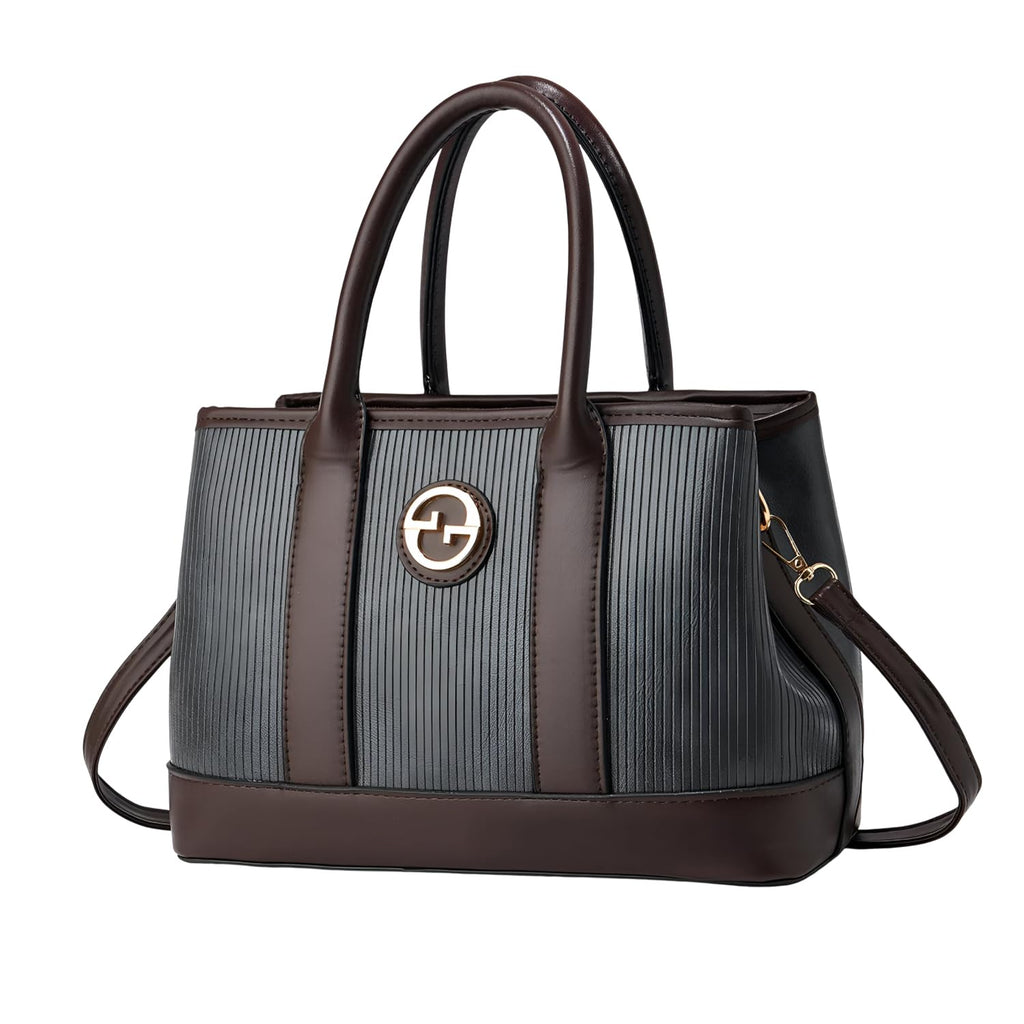 SYGA Women's Handbag | Tote Bag with Dual Tone Ribbed Texture | Elegant Shoulder Bag for Office & Casual Use(Gray)