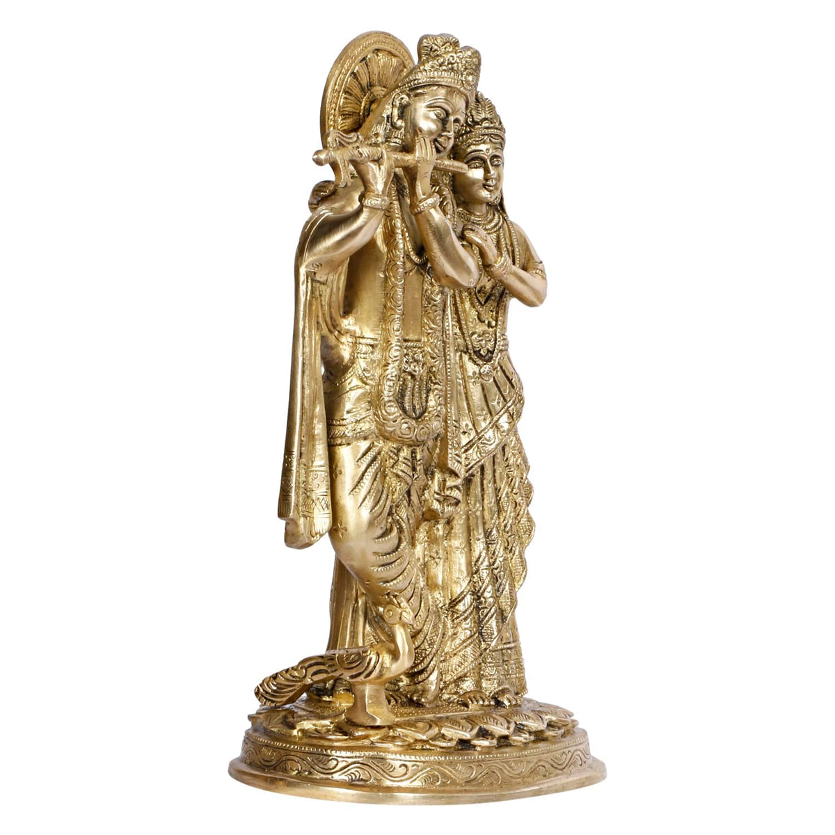 SVARUP Brass Radh Krishna Idol in Gold Color Height 12 Inch