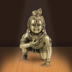 Brass Shringar Ladoo Gopal | Premium Krishna Brass Murti for Home Decor, Mandir & Office | Elegant Gift for Housewarming, Festivals & Special Occasions (Coffee Antique Finish)