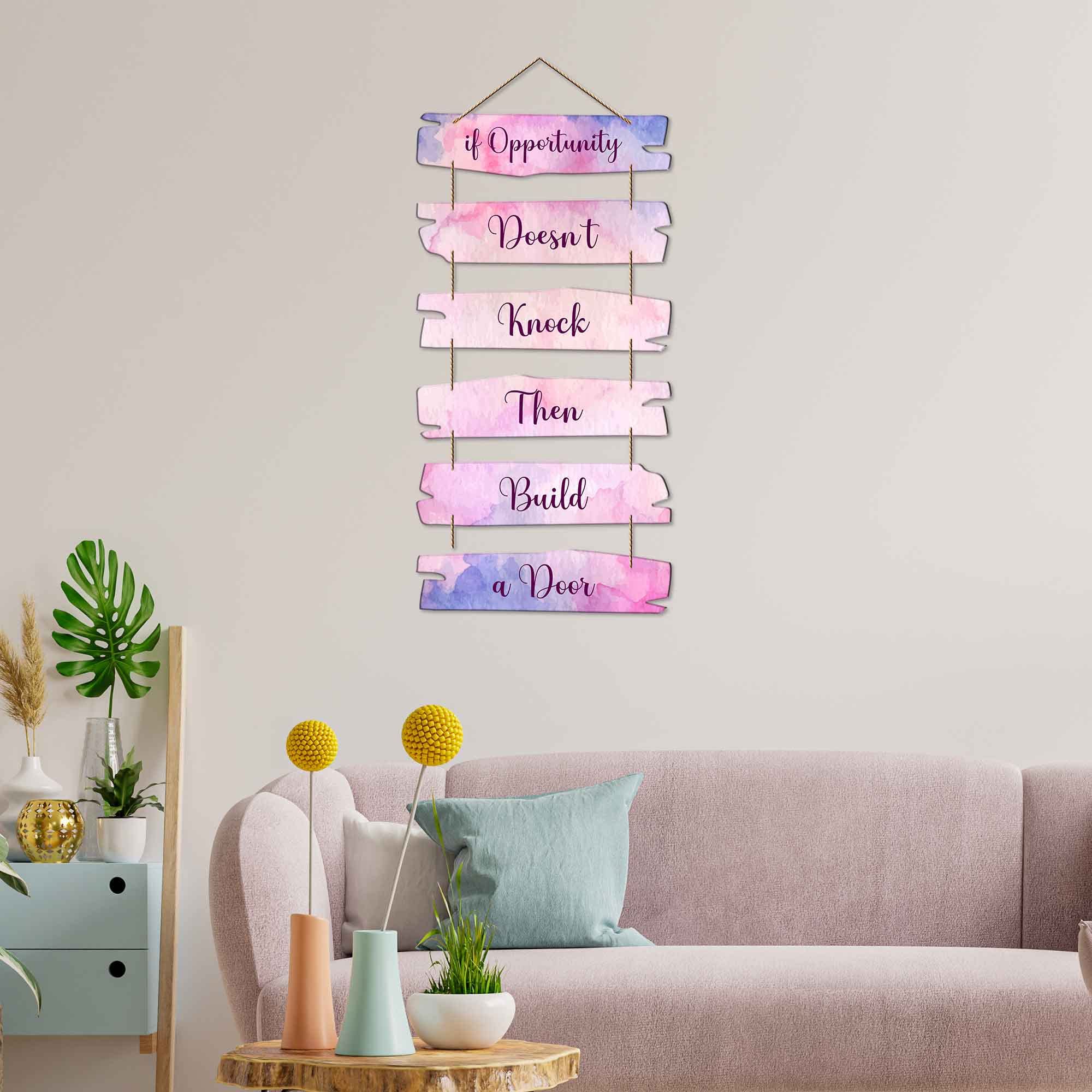 Artvibes If Opportunity Doesn't Knock MDF Wood Wall Hanger Ornaments | Quotes Decor Item | Motivational Wall Decor | Wall Poster | Graphic Art | Gift Items | Office Wall Decoration Items (WH_3228NN)