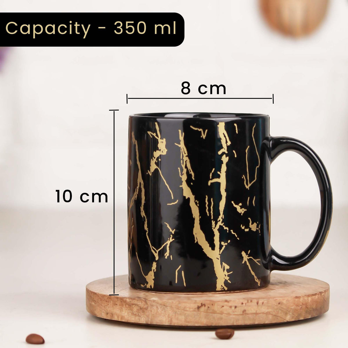 The Earth Store Black Copper Pipe Coffee Mug Set of 6 Ceramic Mugs to Gift to Best Friend, Tea Mugs, Microwave Safe Coffee Mugs,